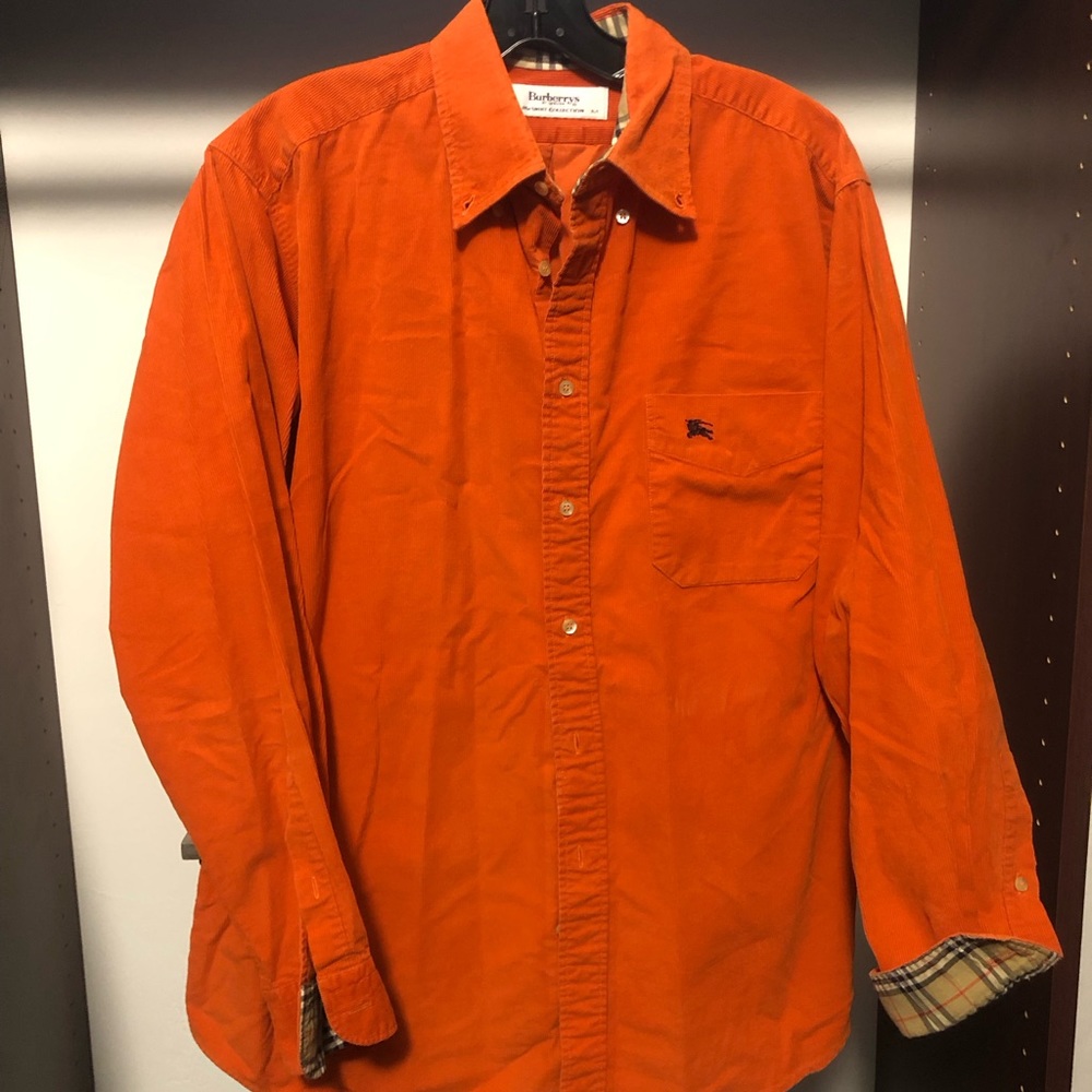 Burberry Burnt orange corduroy shirt. Size med.